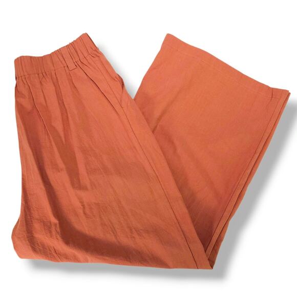 Halara High Waisted Palazzo Wide Leg Linen Feel Flowy Pants Side Pockets Rust XL - Picture 2 of 7